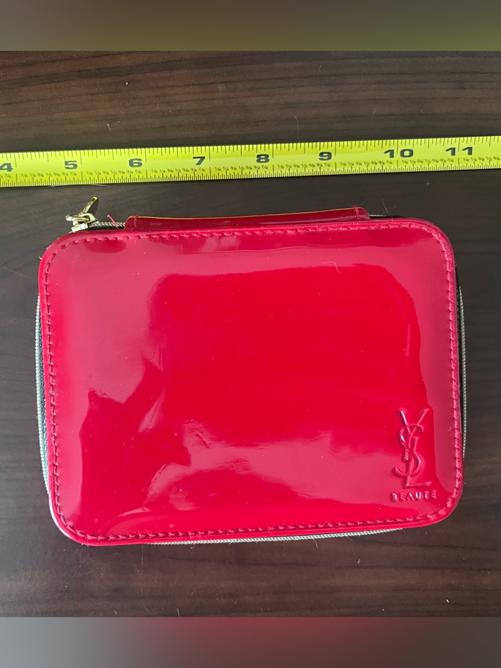 Yves Saint Laurent YSL Red Patent Leather Makeup Bag